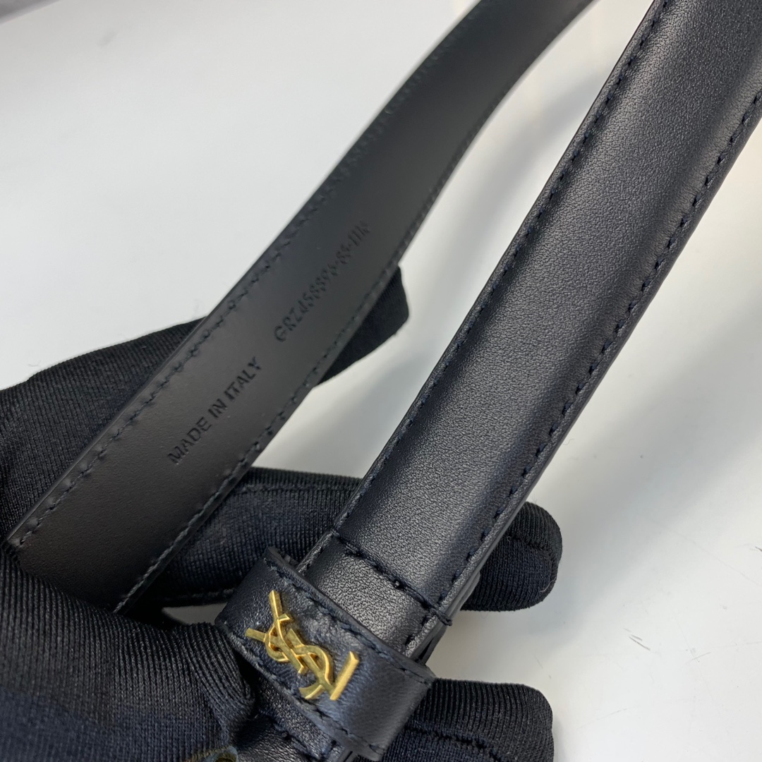 广州皮带批发 YSL最新款皮带 针扣搭配ysl字母金属 进口小牛皮 带宽2.0CM 码数75-90欧
