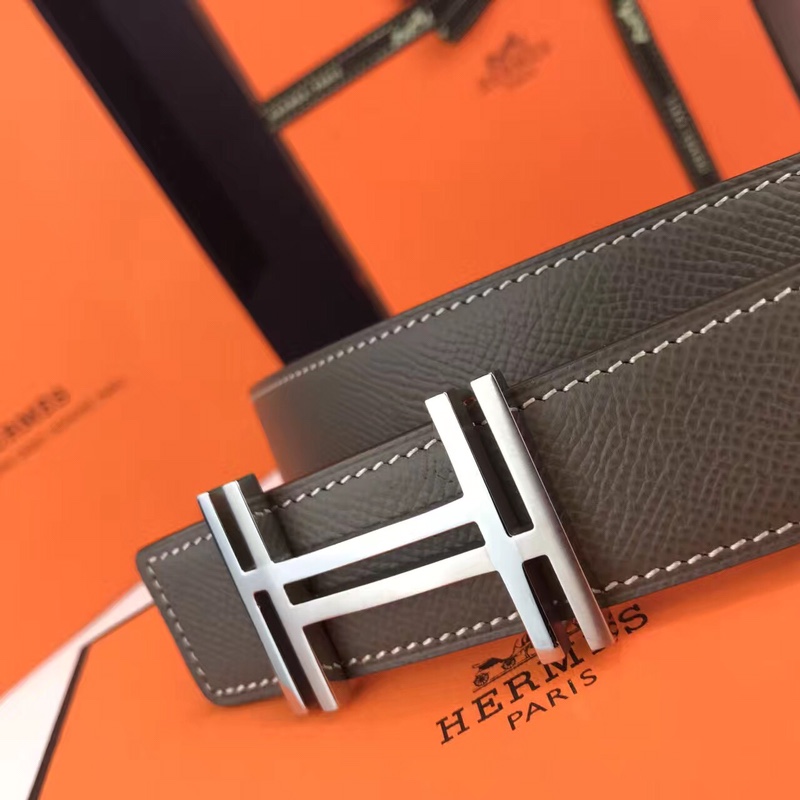 【￥980】H家双H扣系列 不锈钢金色/银色扣搭配进口掌纹牛皮带身 宽度3.2＆3.8CM 码数85-105欧