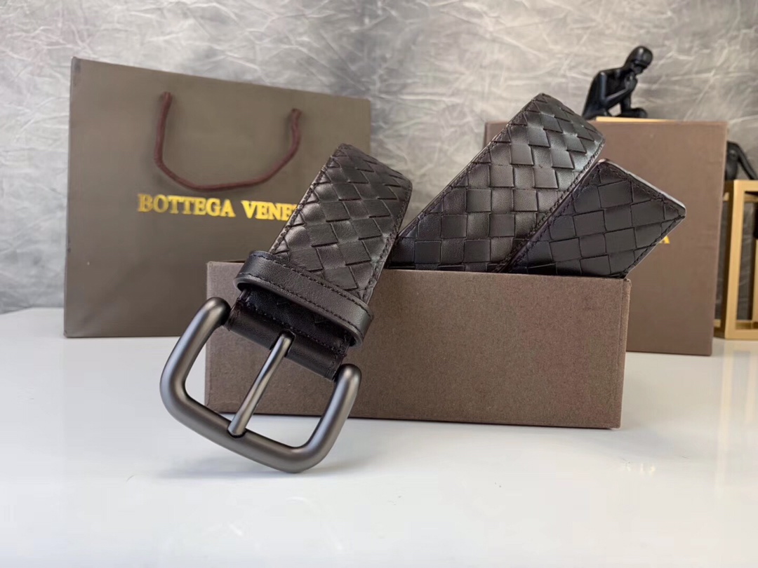 Bottega Veneta男士休闲腰带 经典锖色针扣配进口牛皮  带宽3.8CM 多色 码数85-105欧 包装精美