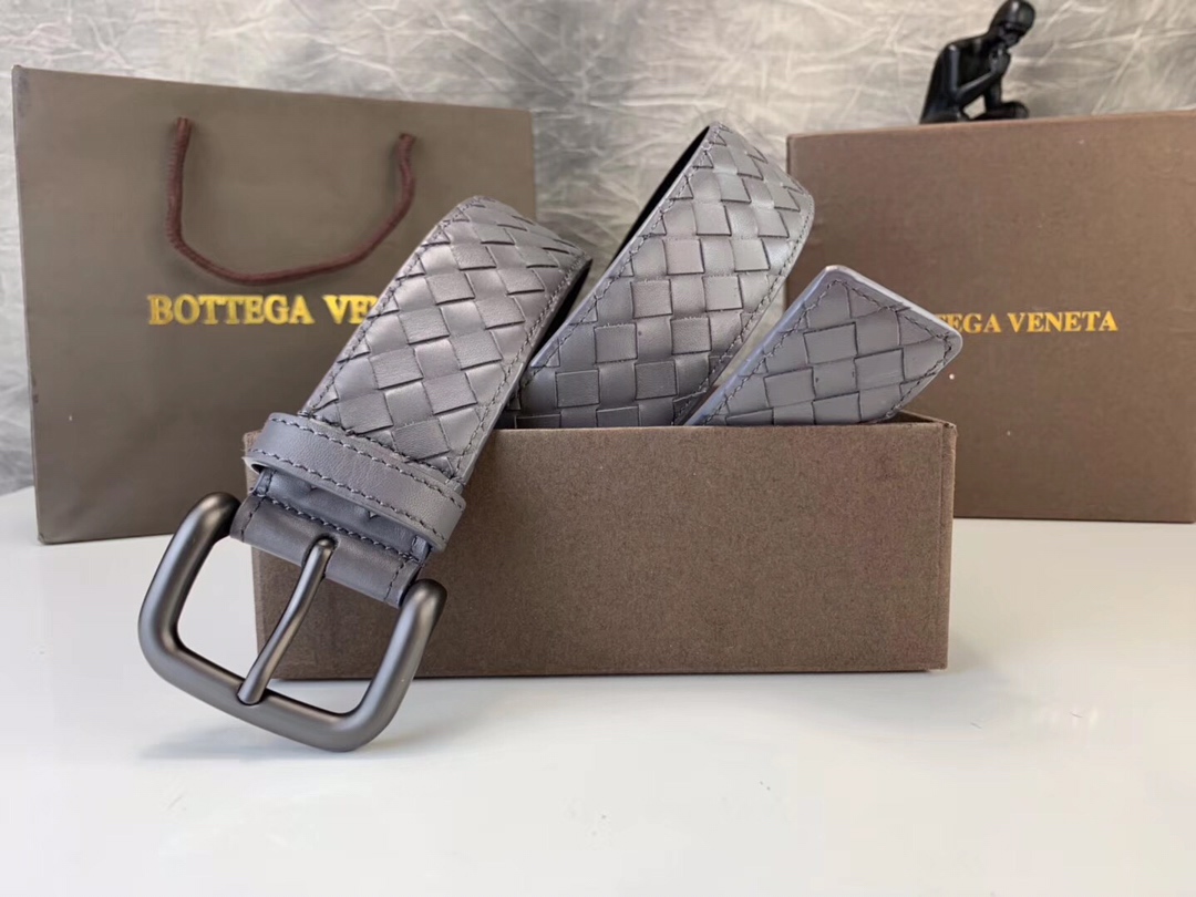 Bottega Veneta男士休闲腰带 经典锖色针扣配进口牛皮 带宽3.8CM 多色 码数85-105欧 包装精美